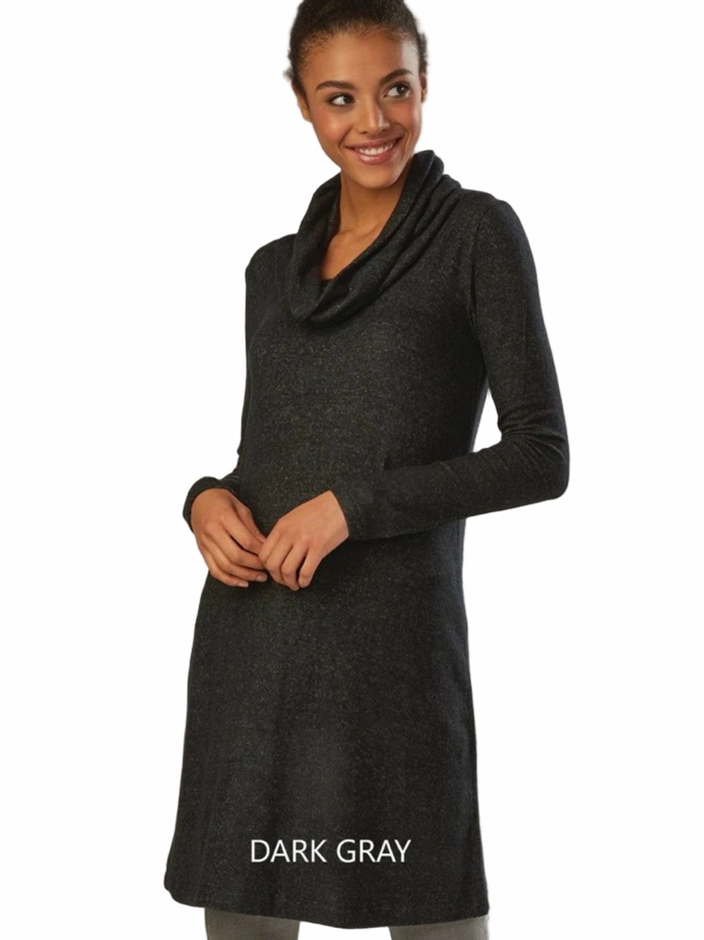 CHARLIE PAIGE Size S/M Black Cowl Neck L/S Knit Sweater Dress